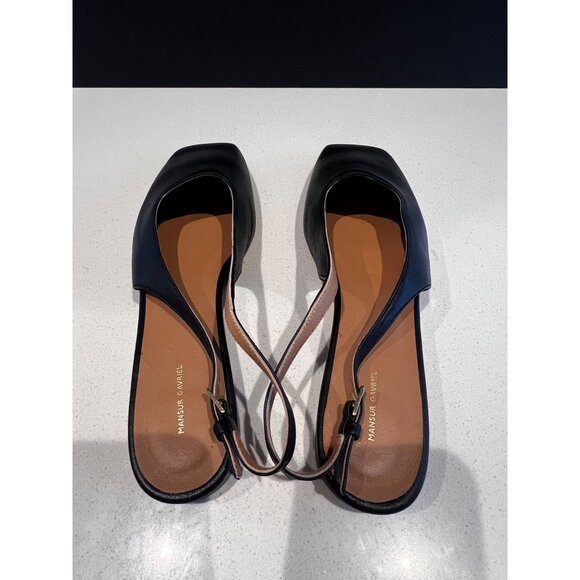 Mansur Gavriel Square Toe black leather Slingback Flat (Women) shoes size 40 - Picture 6 of 11